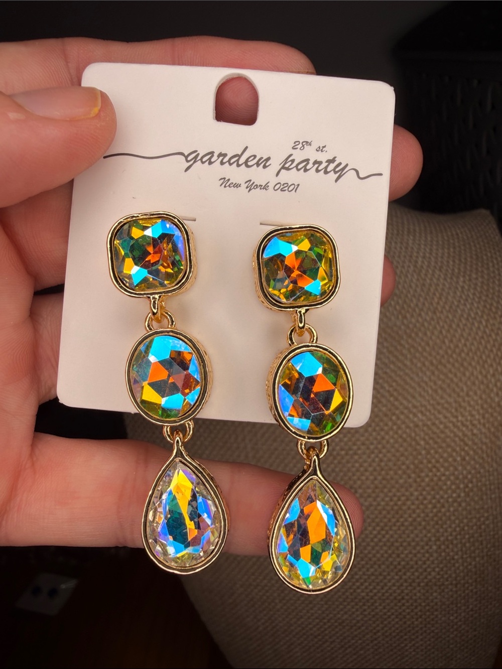 Garden Party Gold Yellow Iridescent Drop Earrings